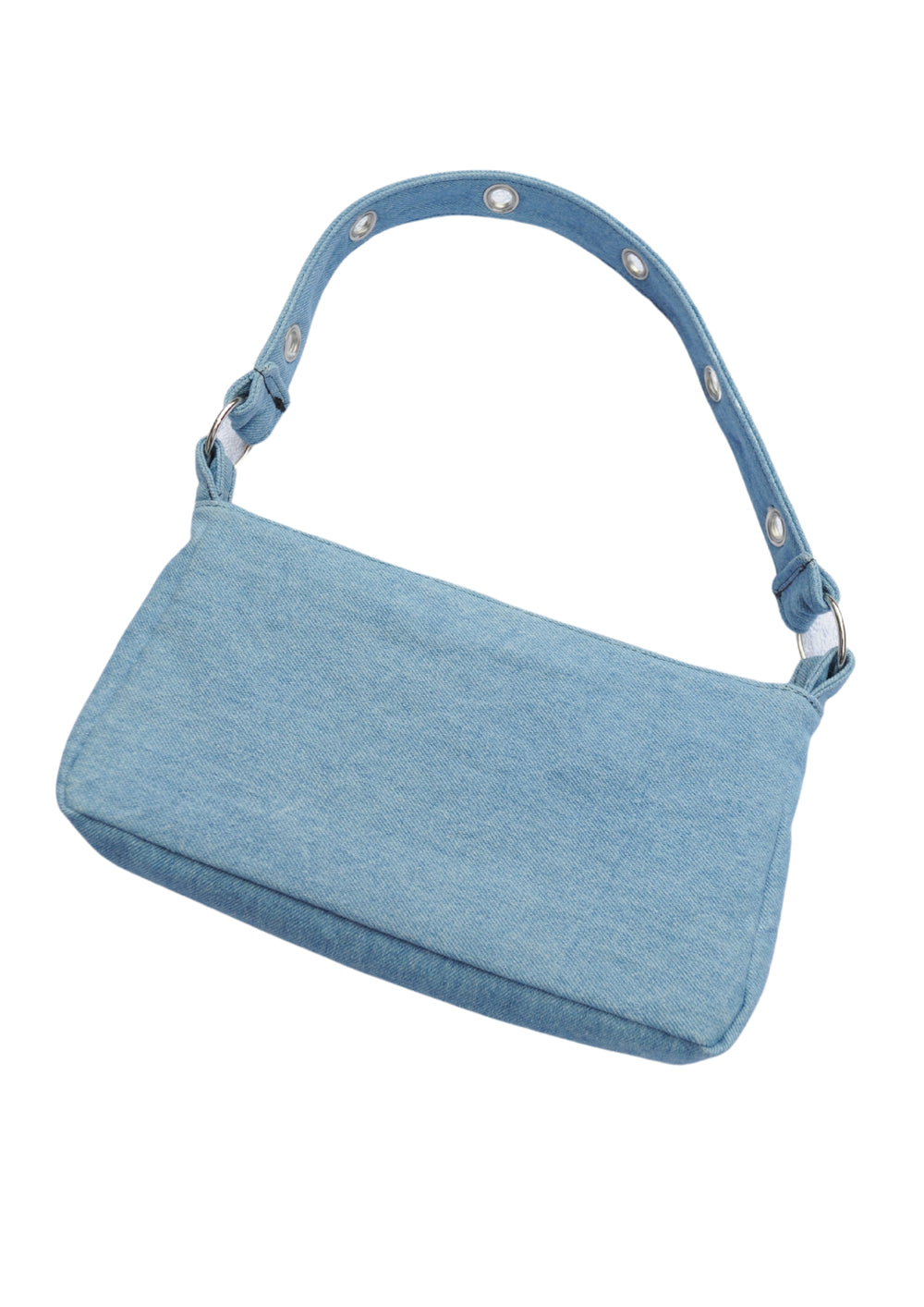 Lichtblauwe Denim 90s Bag – handgemaakte tas van deadstock spijkerstof, licht, duurzaam en uniek, gemaakt in Rotterdam