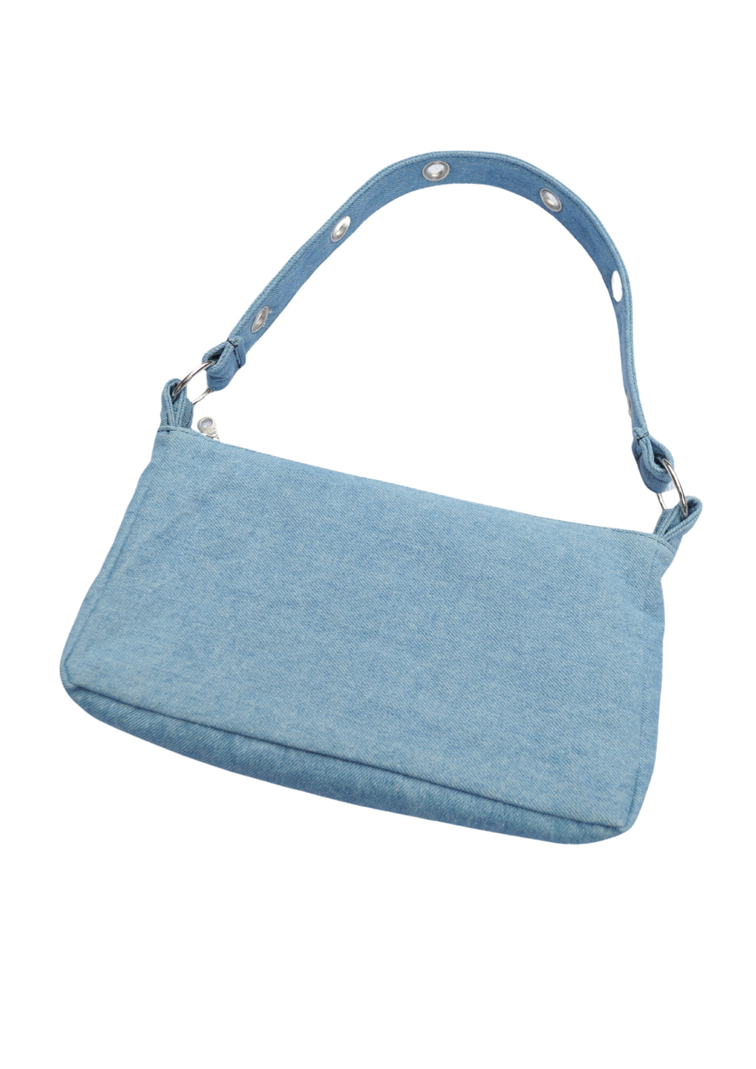 Lichtblauwe Denim 90s Bag – handgemaakte tas van deadstock spijkerstof, licht, duurzaam en uniek, gemaakt in Rotterdam