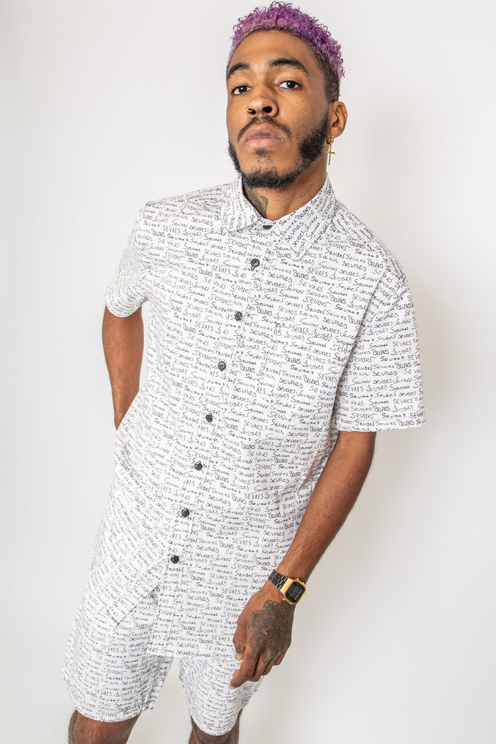 Unieke Sevaes-print heren overhemd