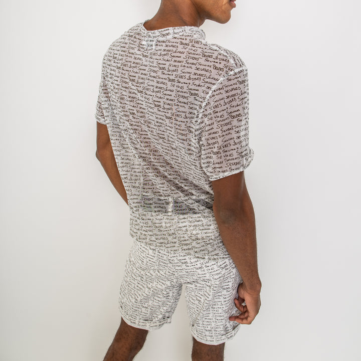 Heren korte broek en mesh top met unieke Sevaes print