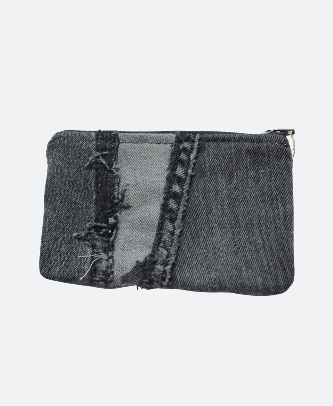 Voorkant - Grijs upcycled denim portemonnee - handgemaakt in Rotterdam - Sevaes