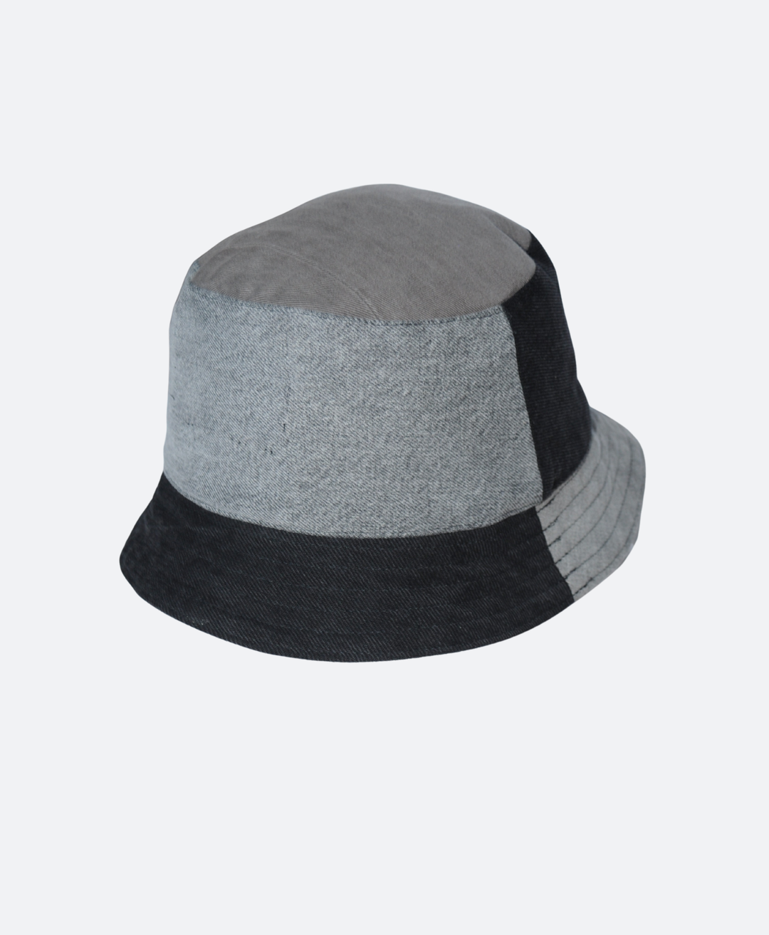 Zijkant Grijs-Zwarte Color Block Bucket Hat - Sevaes