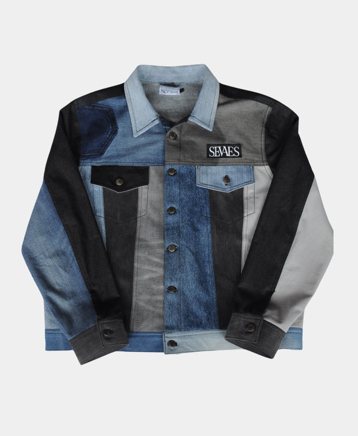 Unisex Color Block Denim Jacket