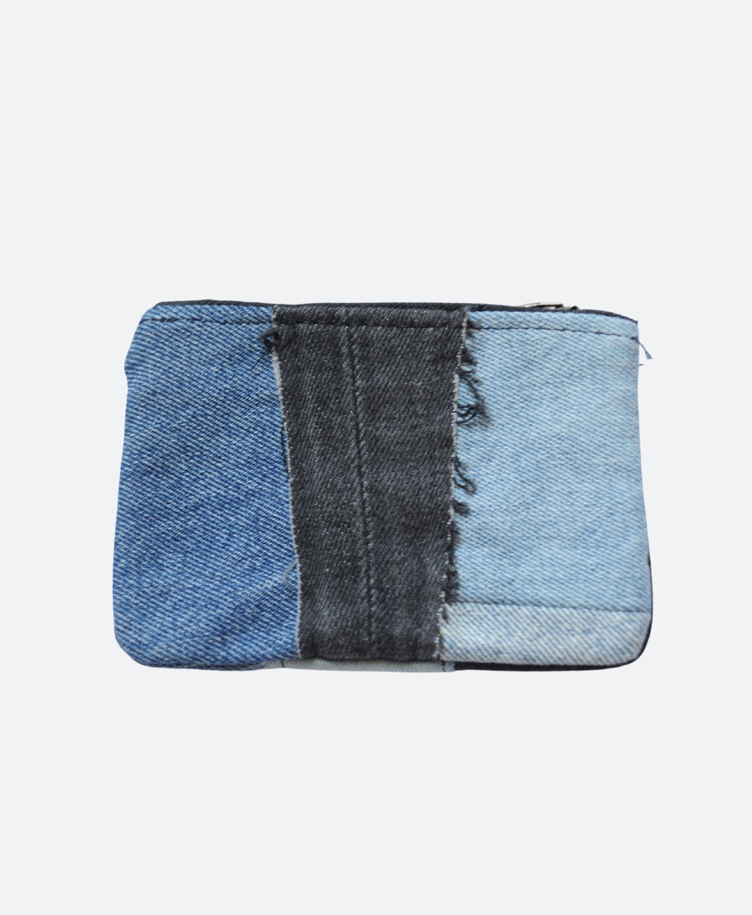 Voorkant - Blauw zwarte denim portemonnee - Handgemaakt van upcycled spijkerbroeken - Sevaes