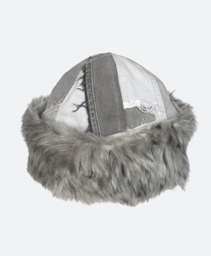 Grijze Denim muts met Bont
