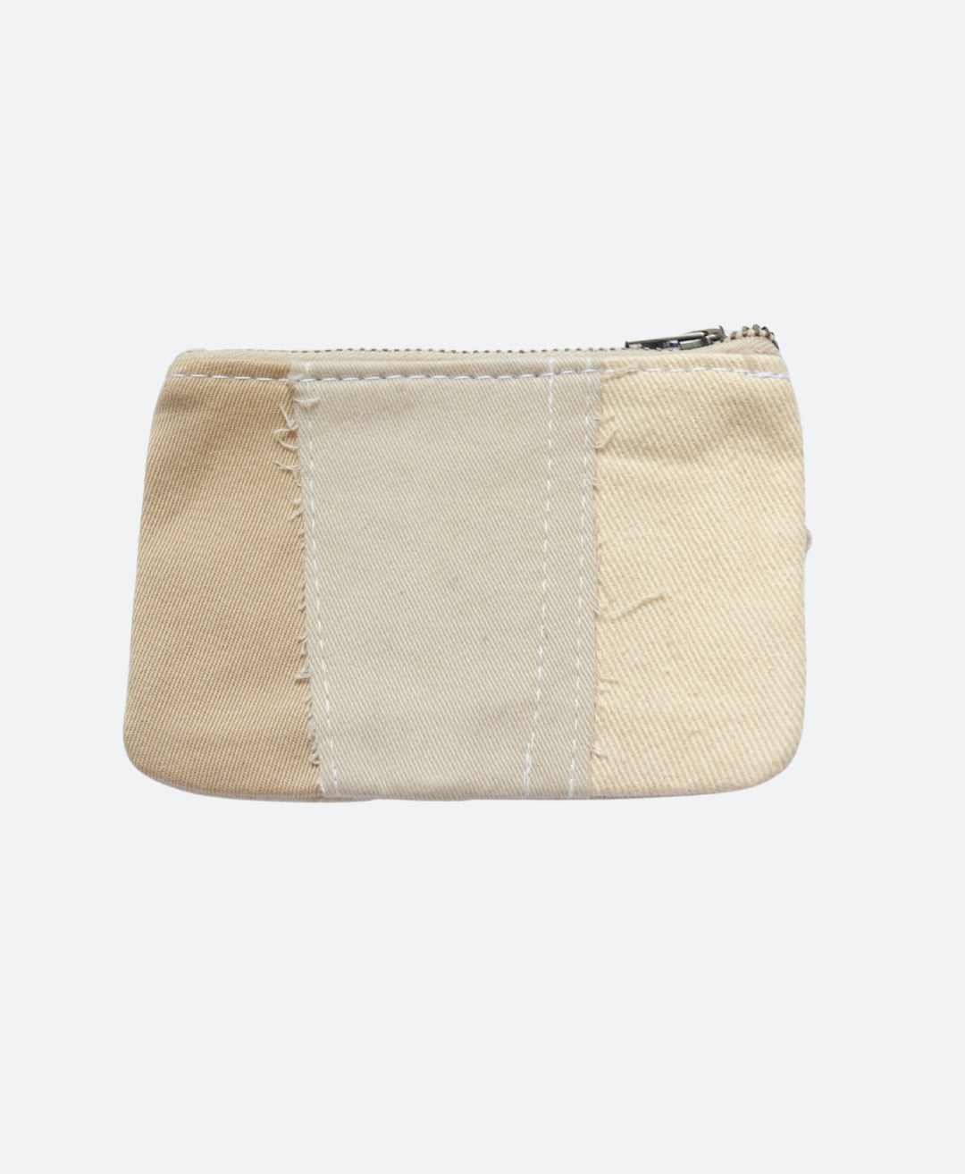 Voorkant - Beige portemonnee van upcycled chino broeken – handgemaakt, duurzaam accessoire voor hem of haar - Sevaes

