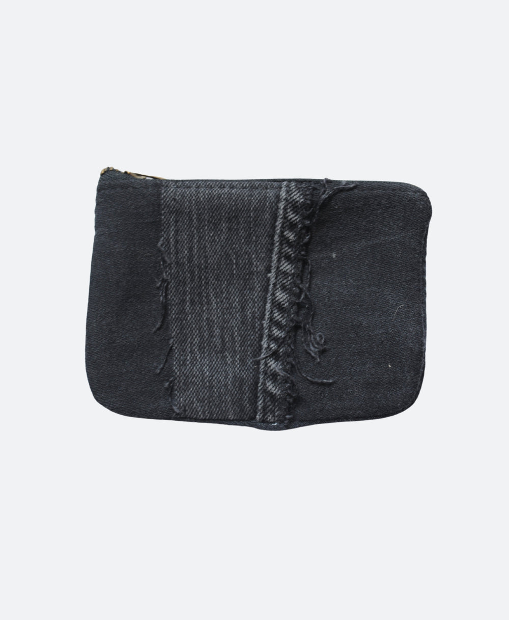 Achterkant - Zwart Denim portemonnee van Gerecyclede jeans - Handgemaakt in Rotterdam - Sevaes