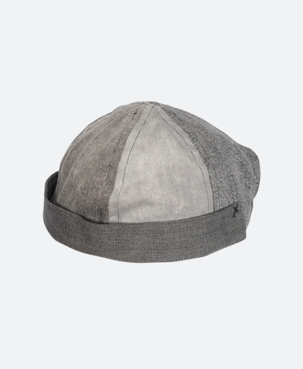 Grijze dockers muts, Grijze dockers cap Sevaes - upcycled denim zijkant