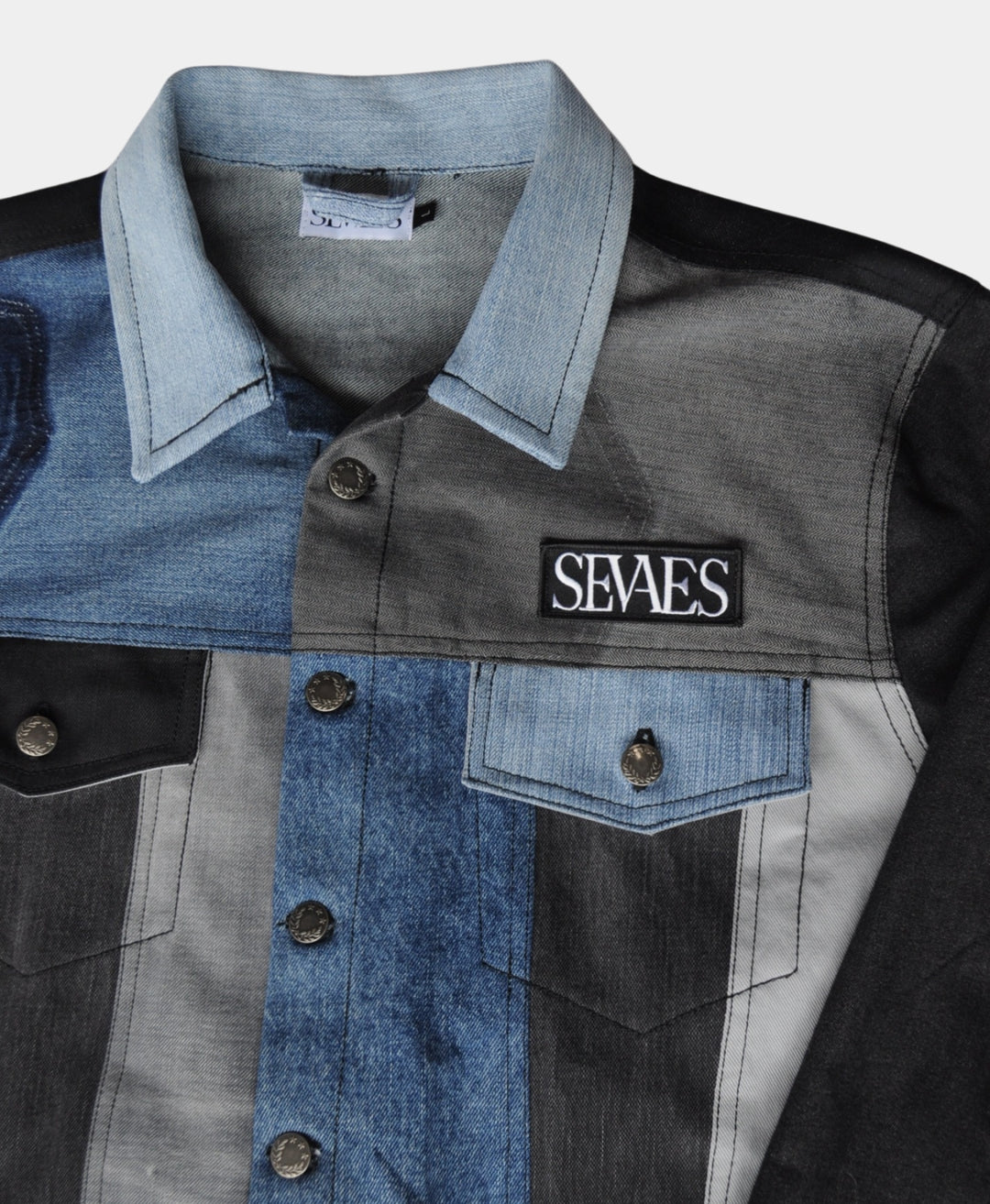 Unisex Color Block Denim Jacket