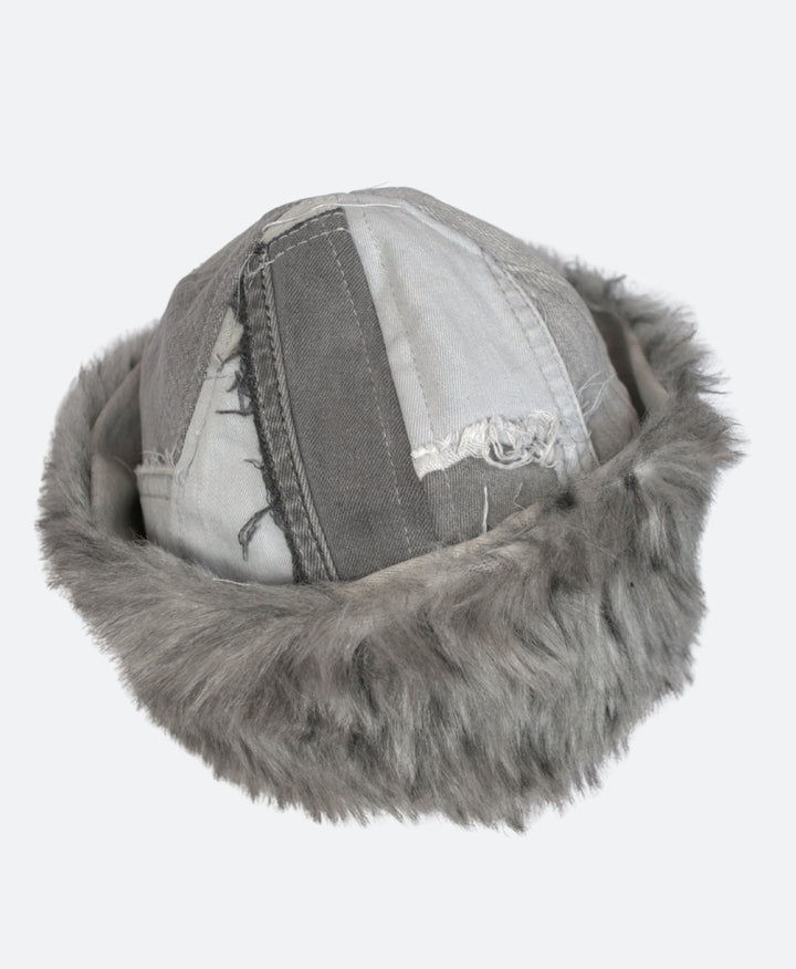 Grijze Denim muts met Bont