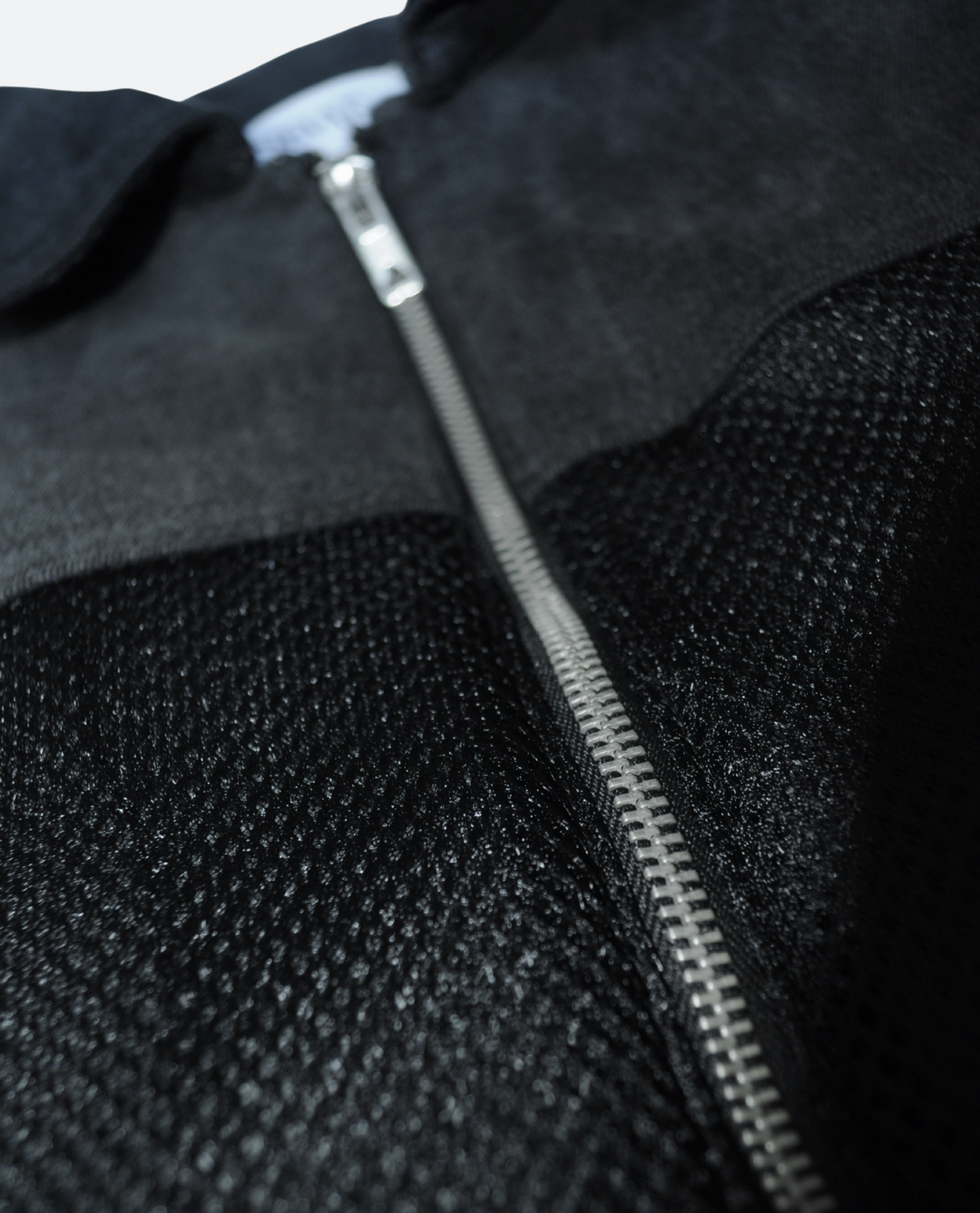 Rits details zwarte mesh en denim bomberjacket Sevaes