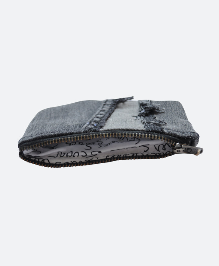 Binnenkant  - Grijs upcycled denim portemonnee - handgemaakt in Rotterdam - Sevaes