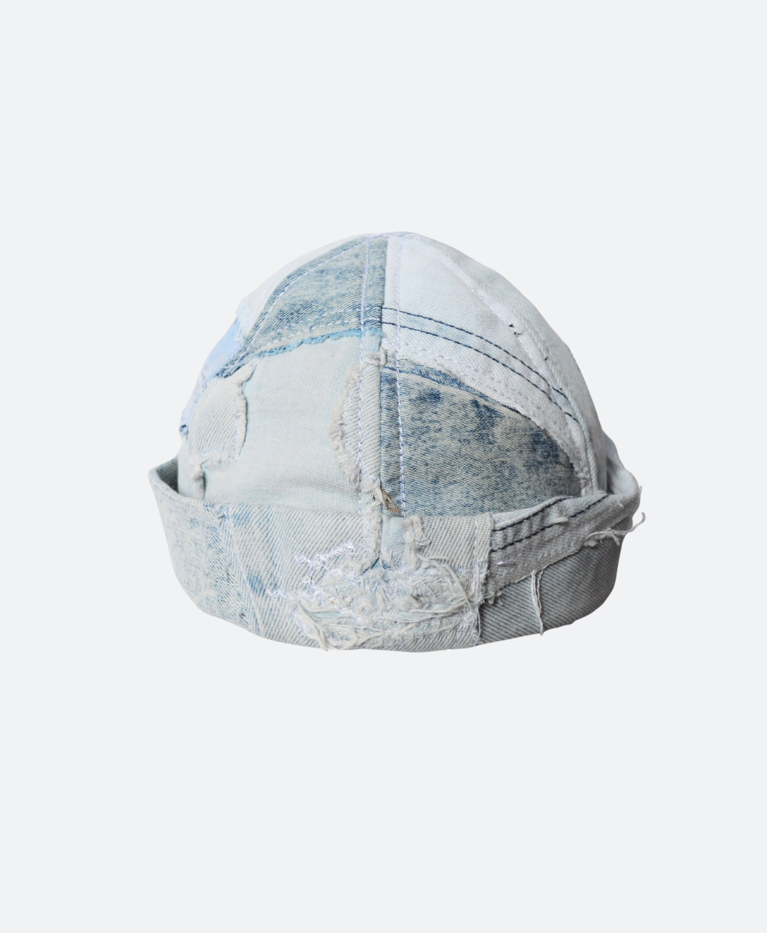 Voorkant Ligt blue docker cap. Patchwork Denim - Sevaes